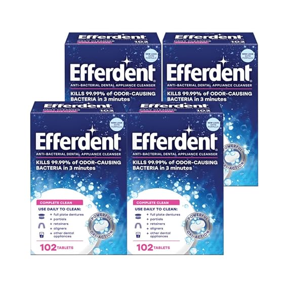 Efferdent Anti-Bacterial Dental Appliance Daily Cleanser, Complete Clean, 102 Tablets - 4 Pack