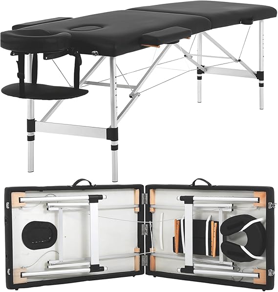 PayLessHere | Portable Massage Bed | 24" Wide, Black | Aluminium Frame
