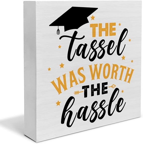 YIDOU Graduation Quote Wood Box Sign - Rustic Modern Wall Art - Multi-color Letter Print - 5" x 5" Square Wooden Box Sign - Wall Mount - Home or Office Decor, Gift