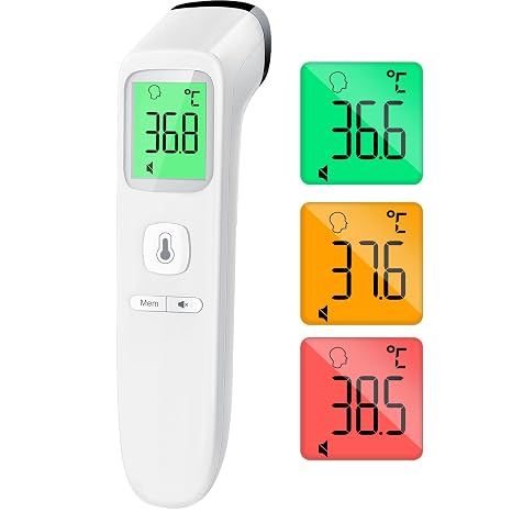 No-Touch Forehead Thermometer for Adults, Infrared Digital Thermometers for Kids, Touchless Baby Thermometer, Accurate Reading with LCD Display, Mute Mode, Memory Recall, Fever Alarm