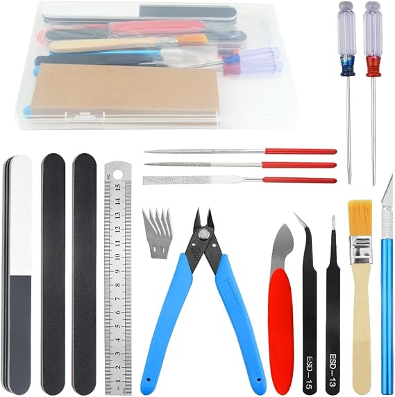 20Pcs Modeler Basic Tools Craft Set for Gundam Model Tools Kit with Plastic Box for Model Assemble Car Hobby Model Building Repairing and Fixing DIY Craft kit