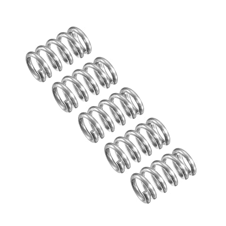 uxcell 5Pcs Compression Spring 304 Stainless Steel 6mmOD,1mmWD,10mmFL | Silver Tone