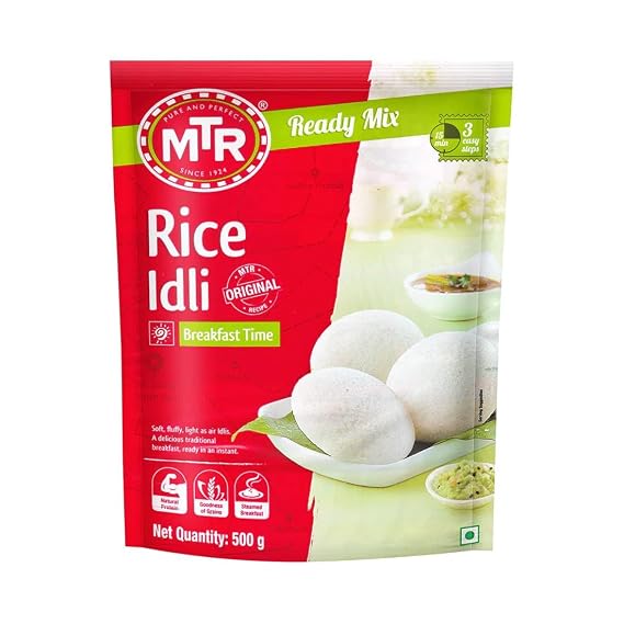 MTR Rice Idli Ready Mix - Soft, Fluffy & Light as Air Steamed Idlis in 15 Minutes, Delicious Traditional South Indian Breakfast, Easy to Make, Natural Protein & Goodness of Grains, 500g - Pack of 1