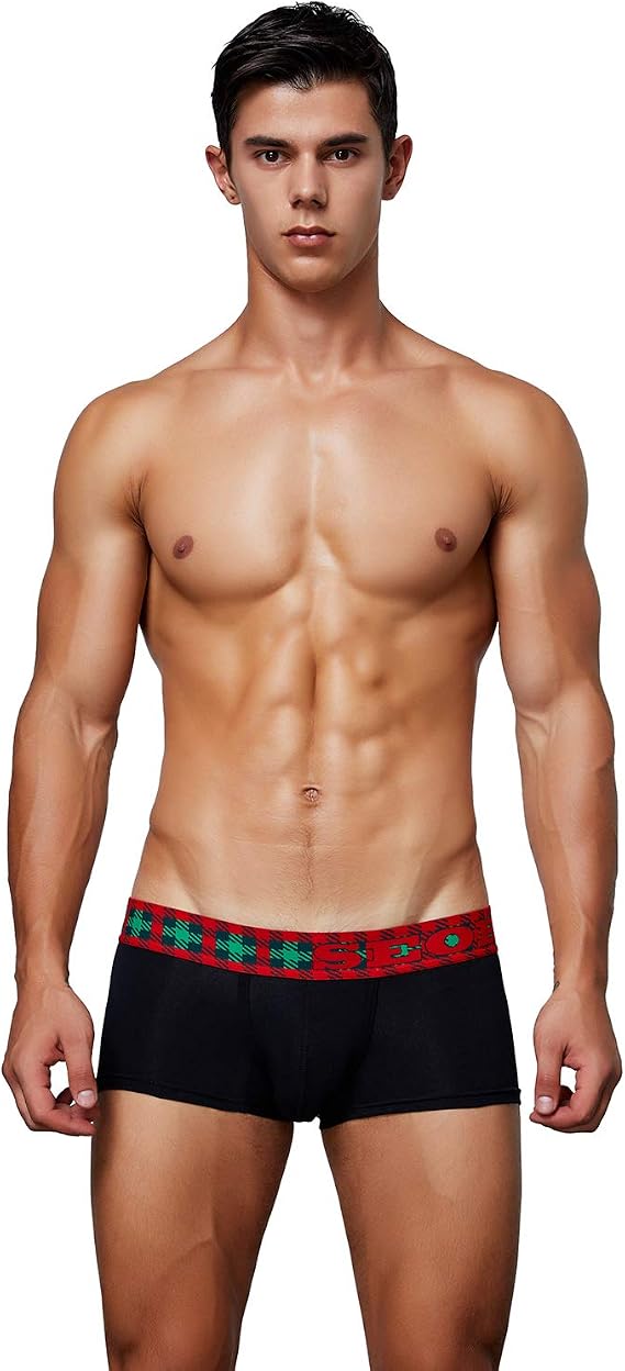 SEOBEAN Mens Low Rise Christmas Boxer Brief Underwear