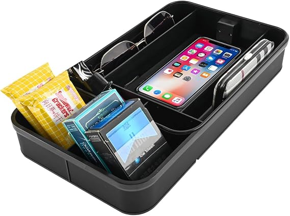 Car Armrest Extra Storage Box Black