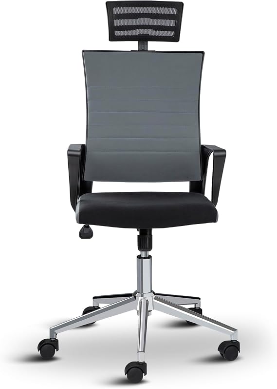 Rigel Başlıklı Metal Ayaklı Çalışma Koltuğu Ofis Sandalyesi (Gri Siyah)