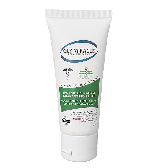GLY MIRACLE Moisturizing Body Cream, 2 Ounce - Non-Greasy Skin Humectant for Extremely Dry Skin, Hands, Body, and Feet, Fragrance-Free with Pure Glycerin
