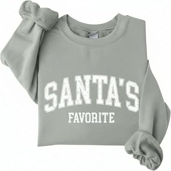 Santa's Favorite Christmas Sweatshirt for Women Men Merry Holiday Crewneck Sweater Soft Lightweight Pullover Vintage Graphic