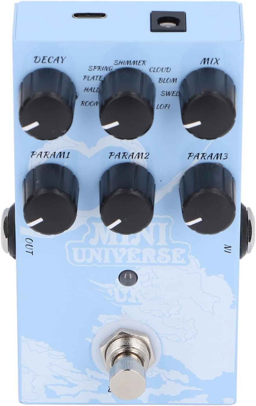 M VAVE Mini Universe Guitar Effect Pedal - 9 Reverb Types with Warm Authentic Sound, Digital Modeling Reverb Guitar Pedal, USB Type C Power Option, Versatile for All