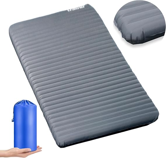 Inflatable Sleeping Pad for Camping, 2 Person Ultralight Double Sleeping Pad with R-Value 7.7, Waterproof & Durable 40D Nylon Camping Mat for Backpacking & Cold Weather, 78"x47.2", 3.62" Thickness