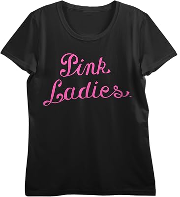 Bioworld Grease Pink Ladies Logo Crew Neck Short Sleeve Womens Black T-Shirt