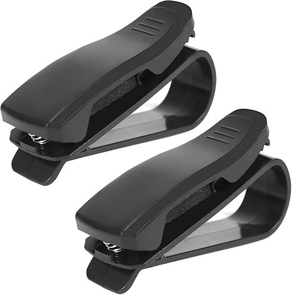 Glasses Holder for Car Sun Visor, Pack of 2 Sunglasses Holder for Car Visor Accessories, Ticket Card Clip, Black