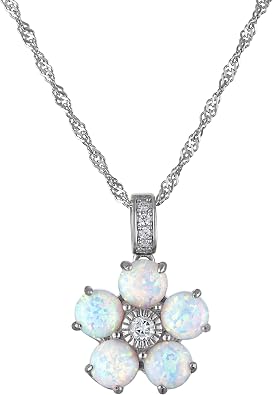 Floral Opal & Diamond Pendant Necklace