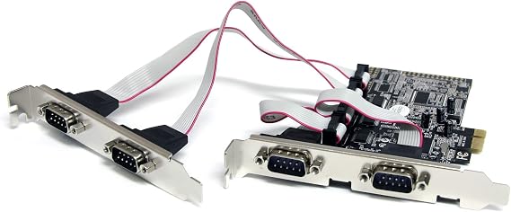 4 Port Native PCI Express RS232 Serial Adapter Card with 16550 UART - Low Profile Serial Card (PEX4S553), Green