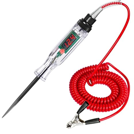 Automotive Test Light Digital LED Circuit Tester, DC 6V/12V/24V/36V - 90V Electric Tester Light Tool with Voltmeter and Probe for Checking Vehicle Car Truck Motorcycle Boat Fuses and Battery Voltage