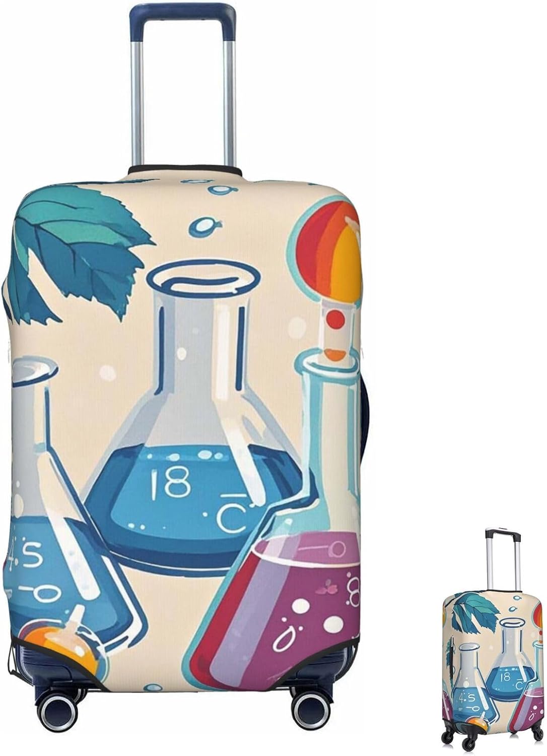 Luggage Cover 65-95CM Elastic Suitcase Cover Protector Chemistry Print Luggage Covers Anti-Scratch Washable Carry On Suitcase Protector Decoraitve Covers S