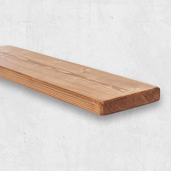 Chill House Flat Rustic Floating Shelf 9x2 inches, 140cm long - Natural Oak Finish Reclaimed Wood Floating Shelves for Wall Decor, Rustic Wooden Shelves for Bedroom, Living Room, Kitchen, or Bathroom