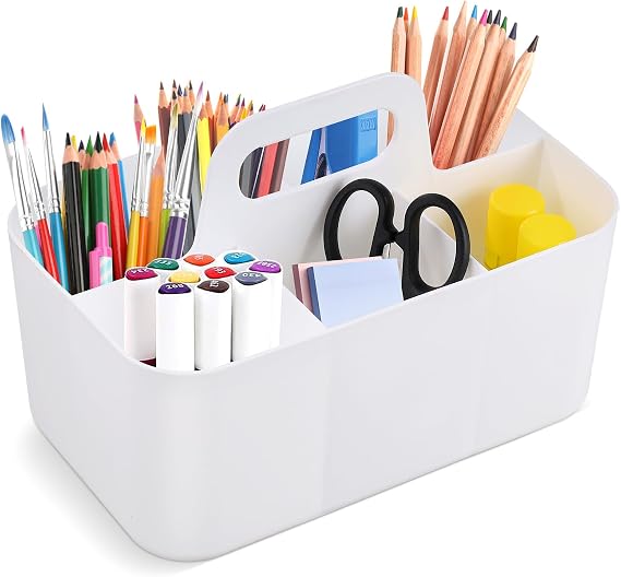 Multipurpose Caddy Organizer, Portable Stackable 5 Slots Desk Caddy, Art Organizers and Storage with Handle for Pens, Pencils, Cleaning Supplies