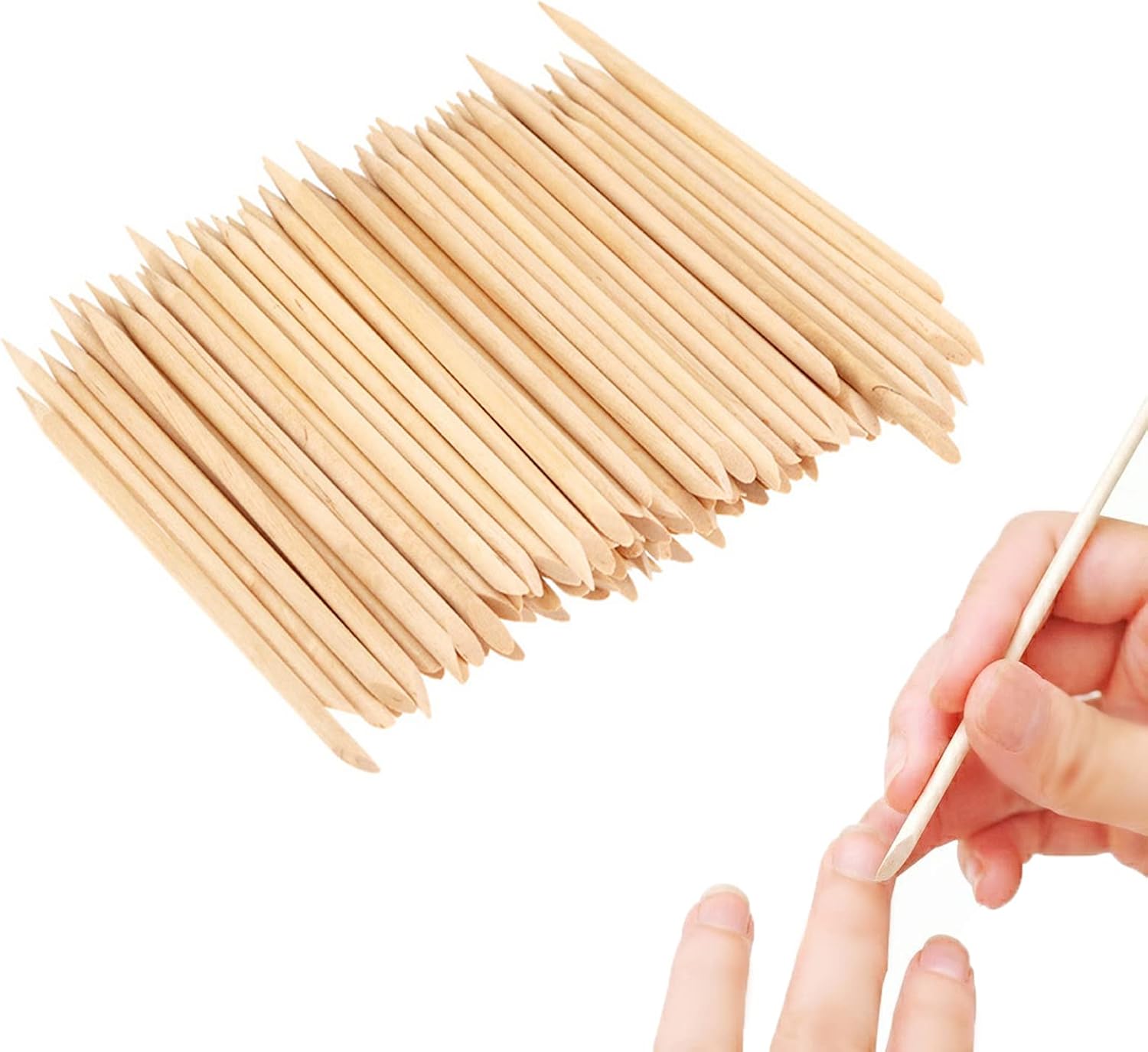 Orange Wood Sticks, 100 Pieces, Multi-functional, Nail Tool, Wooden