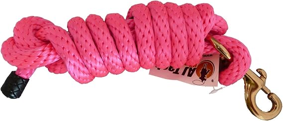 AJ Tack Poly Lead Rope, 8.5 Ft x 5/8 in, Brass Snap Pink