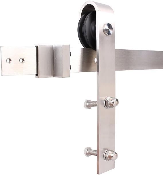 Stainless Steel J-Shape Basic Contemporary Sliding Barn Door Hardware Kit Single Door 5FT-Track (1525mm) One-Door Hardware Kit