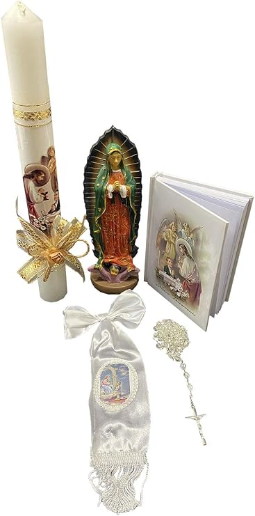Lito First Communion Candle Set for Boys- White Candle Set Kit for Holy 1st Communion with Figurine - Spanish