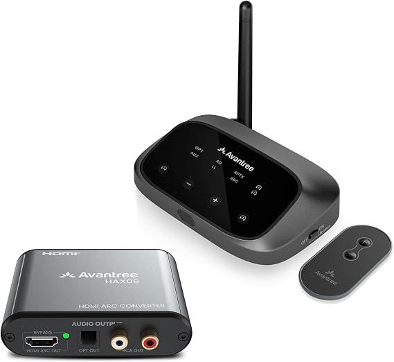 Avantree Oasis Plus 2 + HAX06 Bundle HDMI ARC Audio Extractor & Bluetooth 5.3 Transmitter for TV, Stream Audio to Headphones & Soundbar Simultaneously, Perfect for HDMI-Only TVs