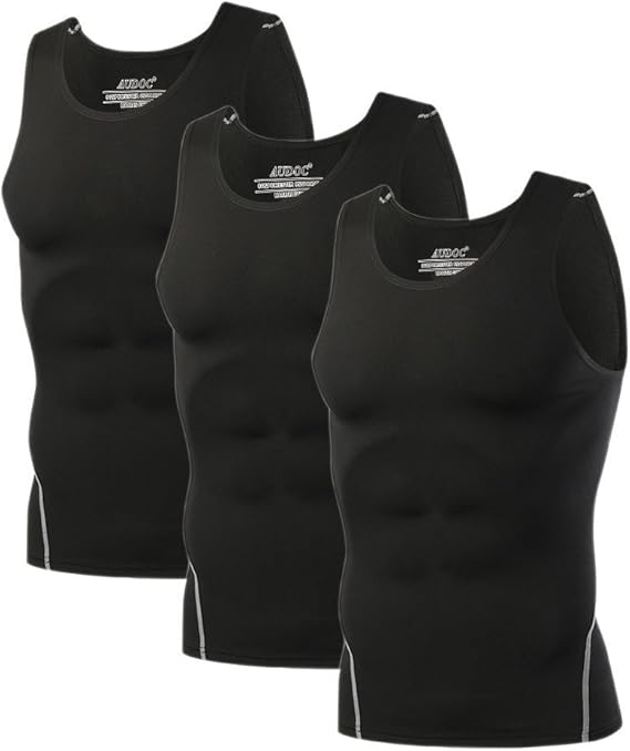 Mens 3 Pack Compression Tank Tops Sleeveless Compression Shirt