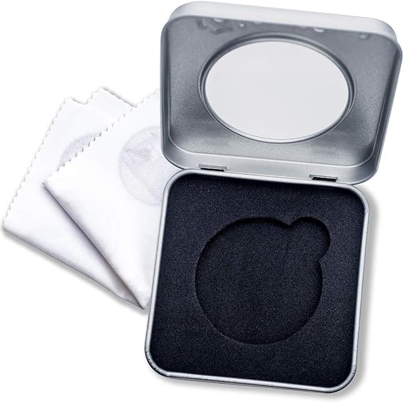 Armor Coin & Emblem - Collector Display Storage Tin with Window Lid Protective Keepsake Case for 1.75 Inch Medallions Includes Polishing Cloth Gift Ready Box