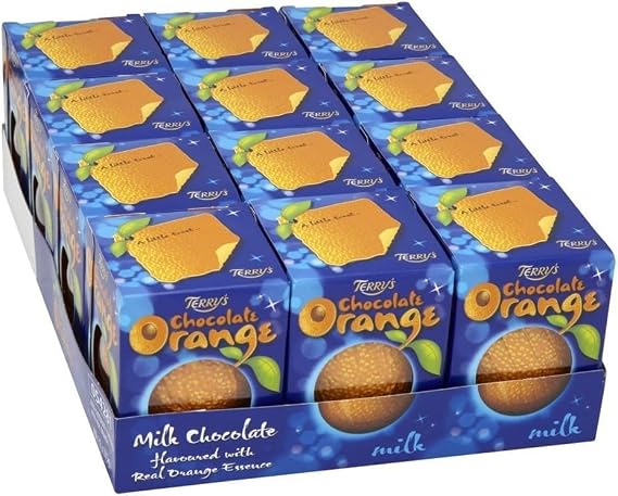 Terry's Chocolate Orange Milk Chocolate Ball, 145g Each, Pack of 12, Orange Flavoured Chocolate Gift & Sharing Pack