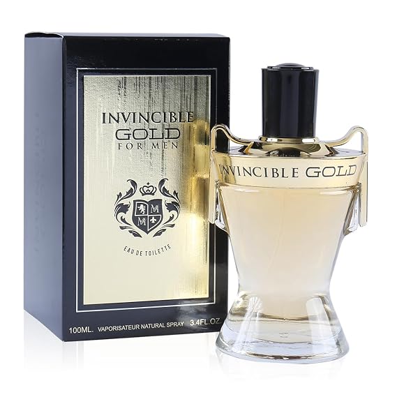 Invincible Gold Mens Perfume Eau De Toilette Fresh Marine Woody Musky Masculine Scent Cologne 100ml/3.4 fl oz
