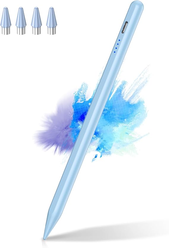 CMARS Active Stylus Pen for Touchscreen, Universal Tablet Pencil for Apple iPad/iPhone/Samsung/Huawei/Xiaomi/Android and More Devices, Rechargeable Digital Pen-Blue