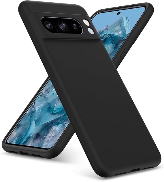 For Google Pixel 8 Pro Case, Slim Liquid Silicone Shockproof [Anti-scratch] Armor Case, Protective Soft Rubber Gel Phone Case Cover For Google Pixel 8 Pro - Black