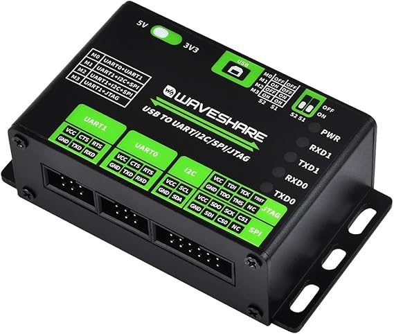 waveshare USB to UART/I2C/SPI/JTAG Converter, Supports Multiple Interfaces, Compatible with 3.3V and 5V, Multiple Systems Support, Support Linux (Only for Raspberry Pi)