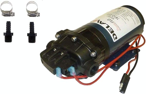 Delavan 7812-201 PowerFlo 12V Demand Diaphragm Pump with Male 3/8-Inch Hose Barb Kit (Bundle, 2 Items)