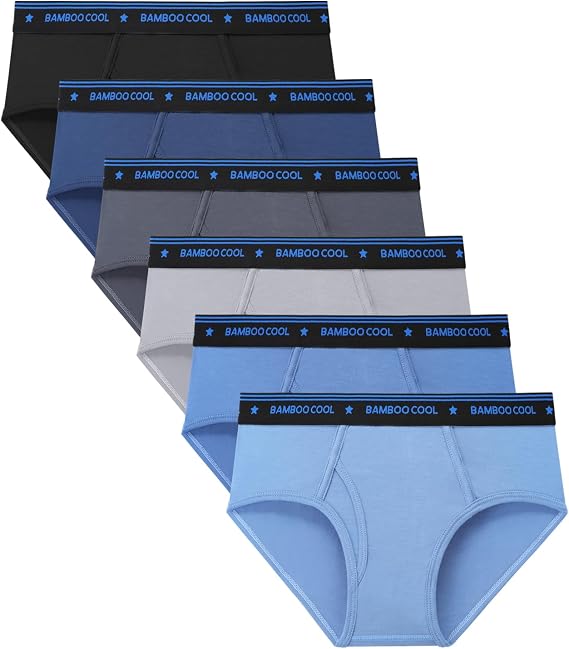 BAMBOO COOL Boys Briefs Underwear 2-18 Years Tag-Free Breathable Moisture-Wicking Bamboo Underwear 6 Pack