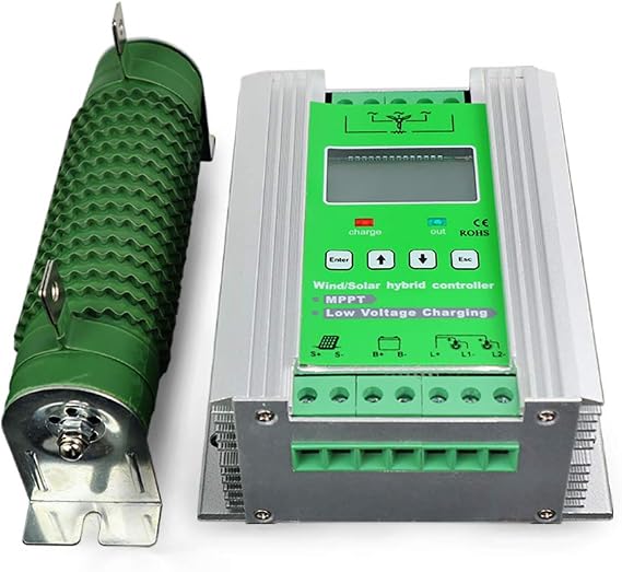 Marsrock 1000W 12V/24V Auto Off Grid MPPT Wind Solar Hybrid Charge Controller Suitable for 0-600W Wind with 0-400W Solar Panel System with Booster Function