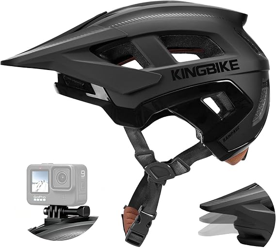 KINGBIKE NTA-8776 Mountain Bike Helmet Professional Ebike Helmets | with 3-Level Adjustable Visor & Camera Mount E-MTB Helmet for Adults Men Women Youth E-Bike Safety Certified