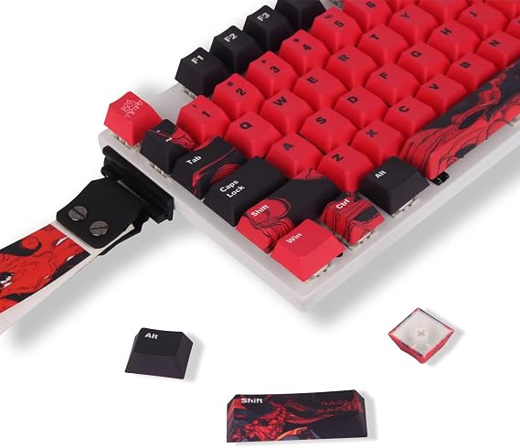 Teru x X-Raypad Keycaps & Cerberus Strap PBT Keycap Set - 110 Key Customized Keyboard Keycaps With Removable Strap Suitable for All Keyboards