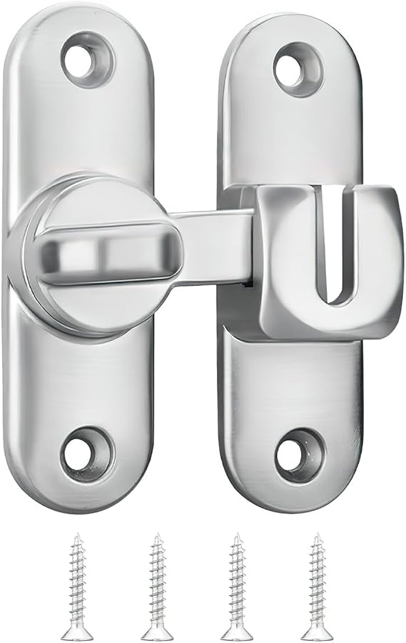 Flip Sliding Barn Door Lock,90/180 Degree Sliding Door Lock Latch Small Latch Anti Theft Door Lock Flat Lock Door Bolt Opening Door Hardware Accessories for Barn Door,Pet Door,Kitchens,Bathrooms