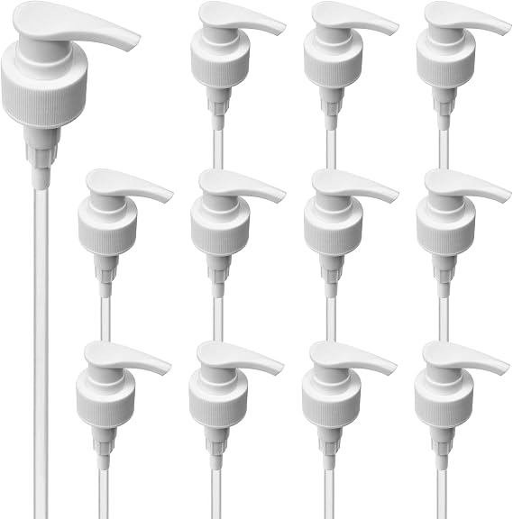 Universal Pump Dispenser, 28/410 Pump Lid Top Replacement Fits Most 1 Liter (33.8oz) Bottles for Sanitizer, Lotion, Shampoo, Conditioner (12 Pack)