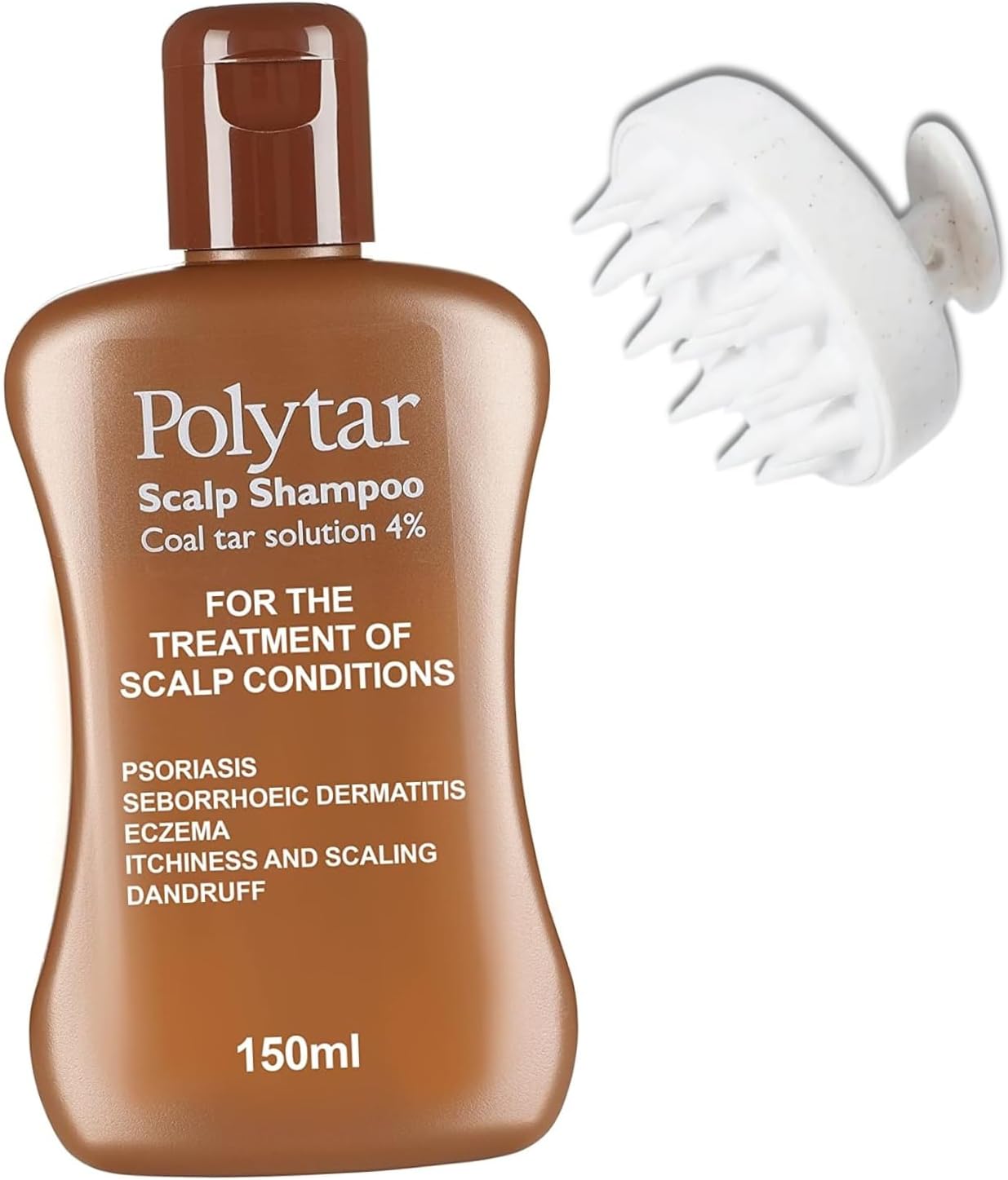Scalp Shampoo with Silicone Scrubber, 150ml, Coal Tar Treatment for Dry Itchy Scalp