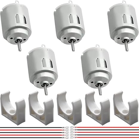 5 Pcs 140 Micro Motor DC 3 V 14000 RPM Mini/Small Electric Round Shaft Motor with Bracket with Spring Wire, for RC Toy Boat Car/Airplane Model/UAV/Test/DIY/for Arduino