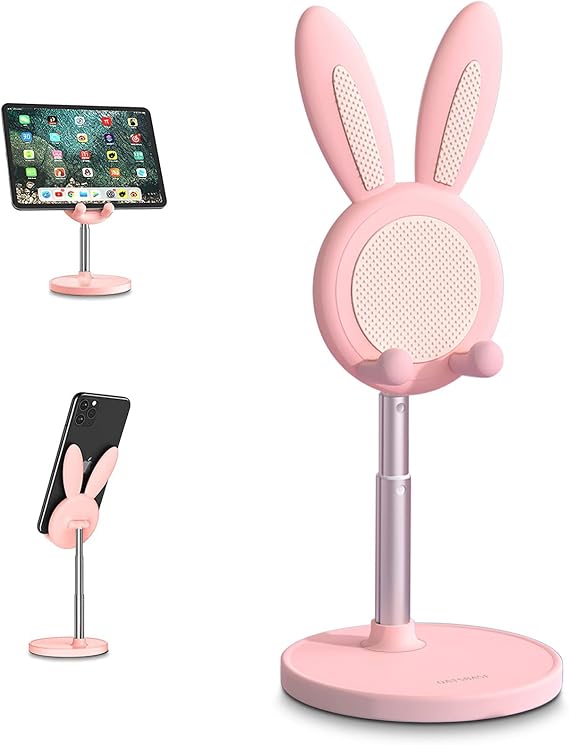 Cell Phone Stand, Cute Bunny Phone Holde for Desk (Pink)