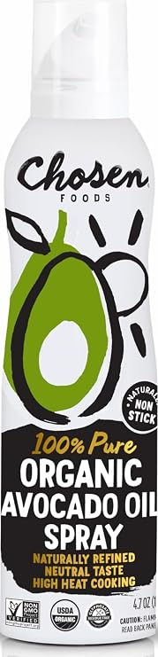 Chosen Foods Organic Avocado Oil Cooking Spray, 4.7 Ounce | Seed-Oil Free
