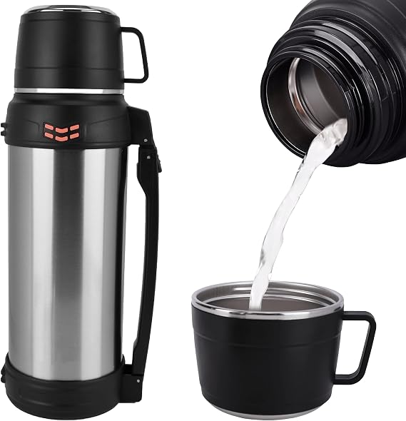 Flask for Hot and Cold Drinks, 2L Stainless Steel Thermal Flask with Cup