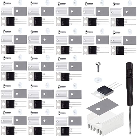 20 pcs IRF520N Mosfet Transistor N-Channel Power MOSFET TO-220AB 9.7A 100V 3Pin field effect transistors with Heatsink screw washer Rubber Silicone screwdriver