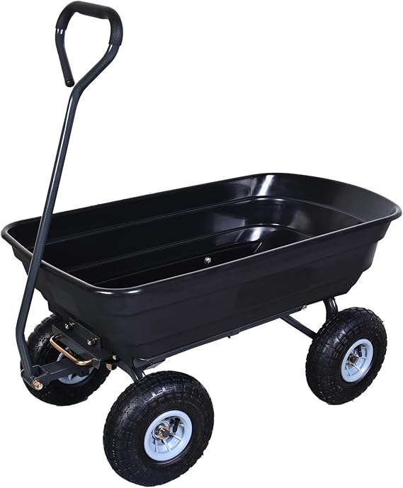 AAIN 600 lb Heavy-Duty Garden Cart, 10" Tires, Poly Utility Wagon