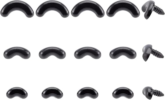 AHANDMAKER 150 Pcs Arc Shape Plastic Safety Eyes Eyebrows, 3 Sizes Craft Safety Eyes Eyebrows Black Safty Eyes for Puppet, Plush Animal and Teddy Bear 9x17mm, 11x24mm, 16x30mm