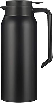 51Oz Stainless Steel Thermal Coffee Carafe, Large Capacity Double Walled Vacuum, 12 Hour Heat Retention, 1.5L Tea, Water, and Coffee Dispenser (BLACK)